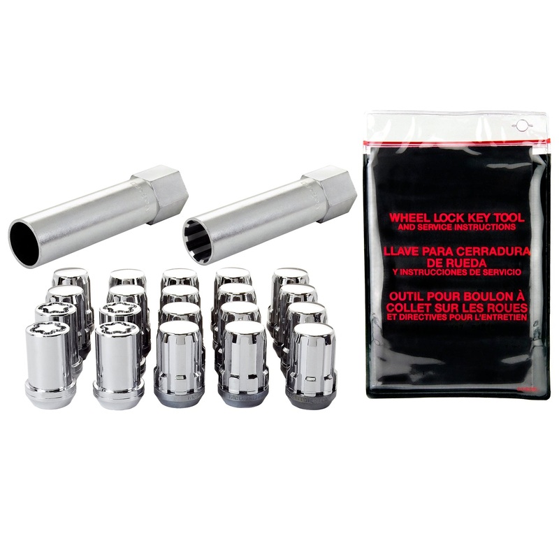 McGard (173) 65557 Chrome SplineDrive 5 Lug Wheel Installation kit (M12 x 1.5 Thread Size); Set of 16 Lug Nuts, 1 Installation Tool, 4 Wheel Locks, 1 Key, Key Storage Pouch