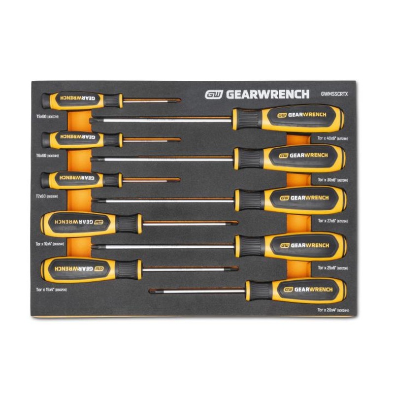 Apex Tool (442) GWMSSCRTX 10 Piece Torx Dual Material Screwdriver Set in Foam Storage Tray