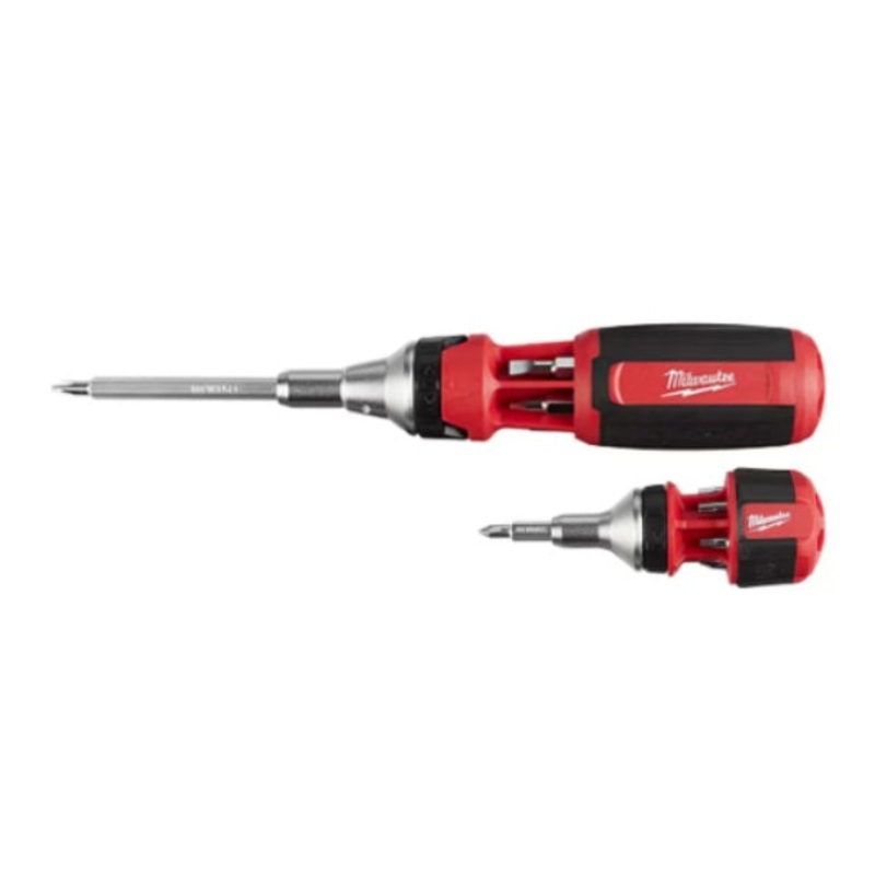 Milwaukee (366) 48-22-2322C Milwaukee 9-in-1 Square Drive Ratcheting Multi-Bit Screwdriver with 8-in-1 Compact Multi-Bit Screwdriver