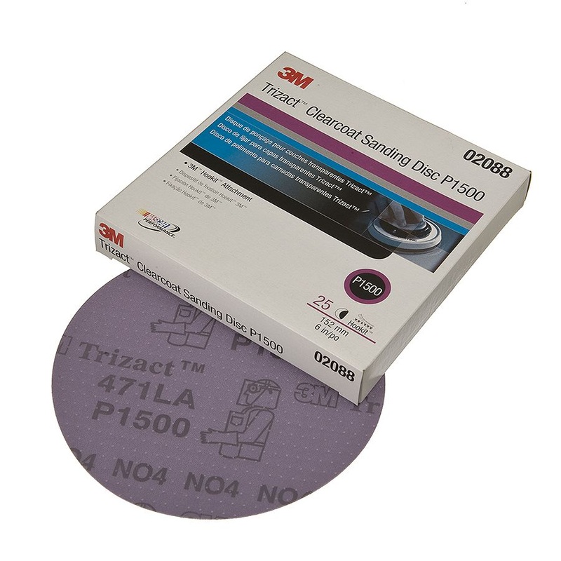3M (815) 02088 3M Trizact Hookit Clear Coat Sanding Disc, 471, 02088, P1500, 6 in (15.24 cm), Colour: Gray, 3M Stock No. 7100041245