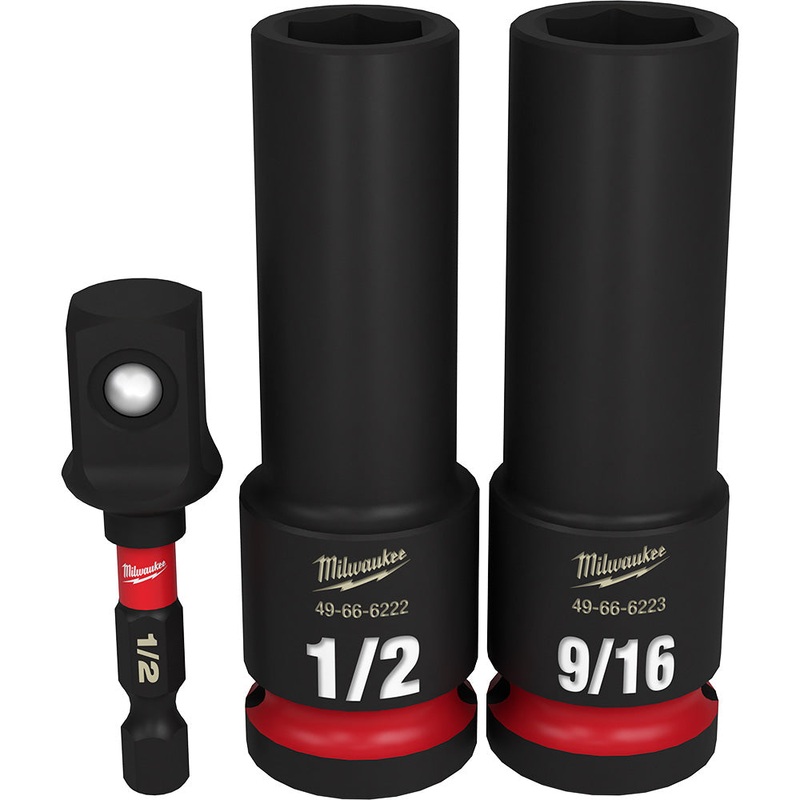 Milwaukee (366) 49-66-4485 3PC SHOCKWAVE Impact Duty 1/2" Drive SAE Deep 6 Point Socket Set