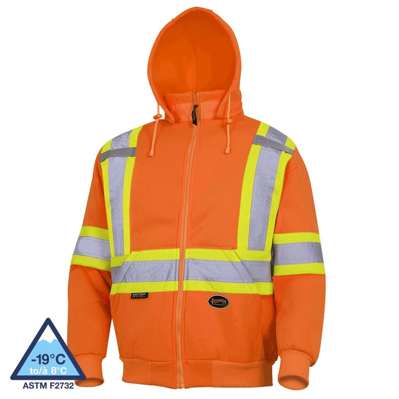 SureWerx (545) V1060350-L PIONEER Hi-Vis Polyester Fleece Safety Hoodie - Zipper Closure - Hi-Vis Orange - L - Model Number 6924