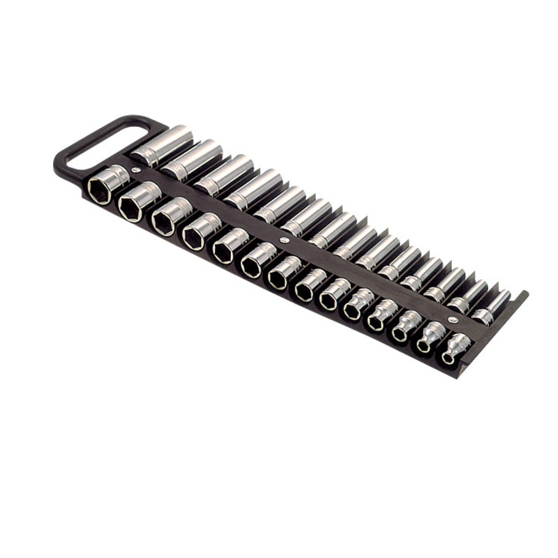 Lisle (371) 40210 Organizes 3/8" Fractional and Metric Sockets. Twenty-eight socket compartments t