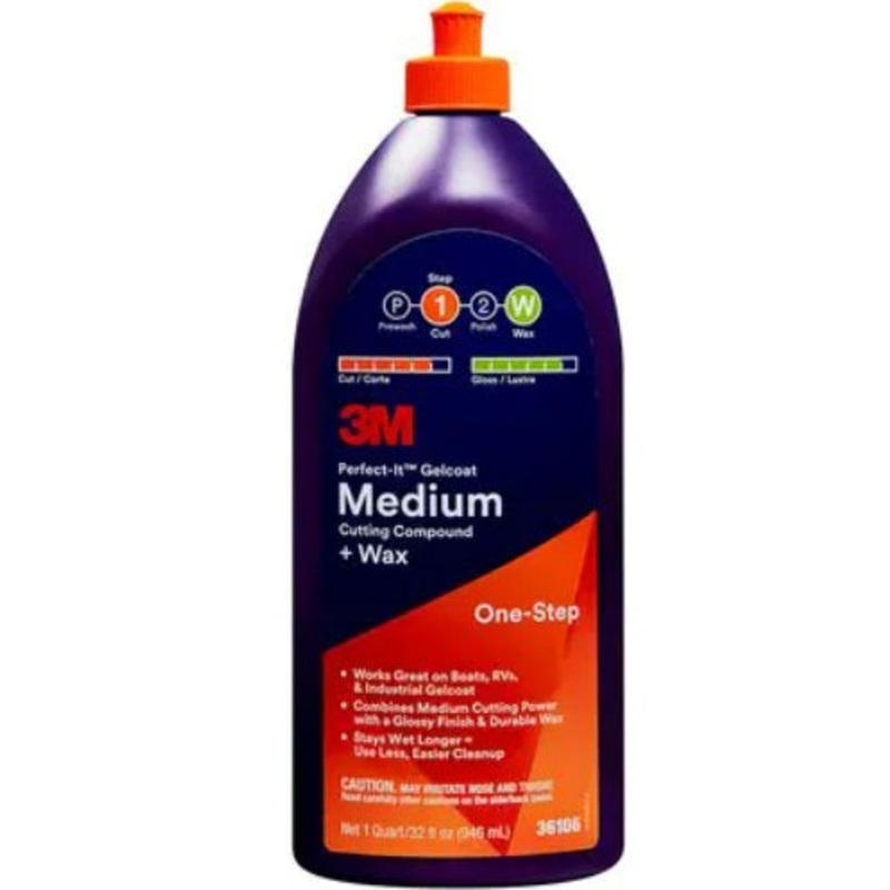 3M (815) 36105 3M Perfect-It Gelcoat Medium Cutting Compound + Wax, 3M Stock No. 7100110629