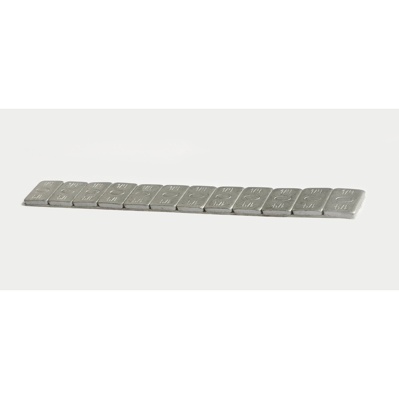 Plombco (750) 312FE-30 StickPro Steel Adhesive wheel weights. 0.25 oz segments grouped in 3 oz strips, 30 strips per box, standard adhesive