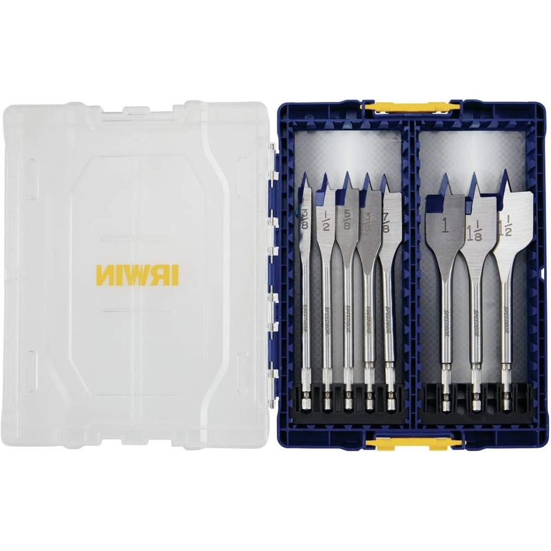 Irwin (928) IWAX128PC SPEEDBOR 8-PIECE ASSORTED WOODBORING SPADE DRILL BIT SET