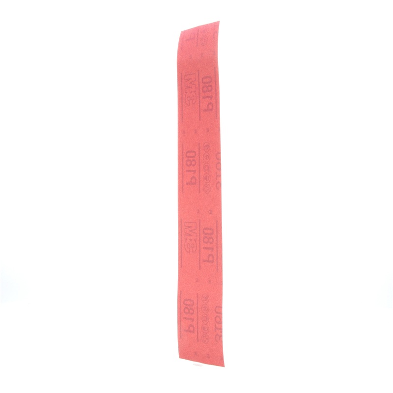 3M (815) 01179 3M Red Abrasive Sheet with 3M Hookit Attachment System, 316U, 01179, P180, A-weight, 2 3/4 in x 16 1/2 in (2.75 cm x 41.91 cm), Colour: Red, 3M Stock No. 7000119799