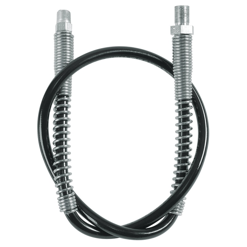 Lincoln (502) 1236 Lincoln Industrial 1236 High Pressure Hose Assembly with Spring Guards, 7/16-28 UNEF (m) x 1/8 Inch NPT(m) threads, 7,500 PSI Max Operating Pressure