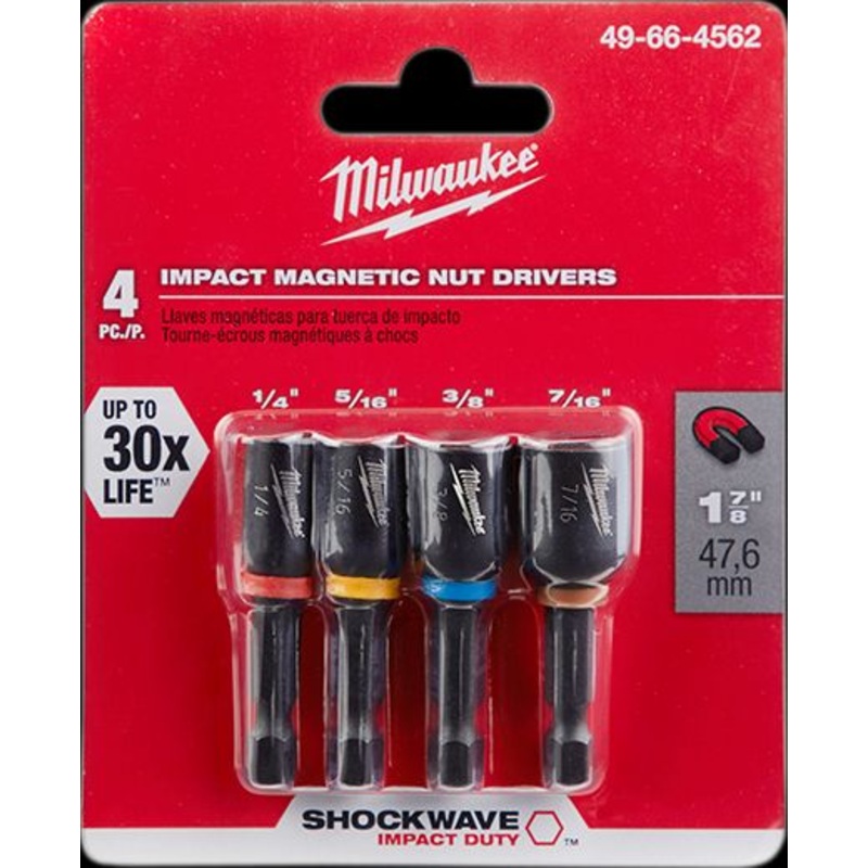 Milwaukee (366) 49-66-4732 SHOCKWAVE 2-9/16" Magnetic Nutdriver 1/4" (10 PK)