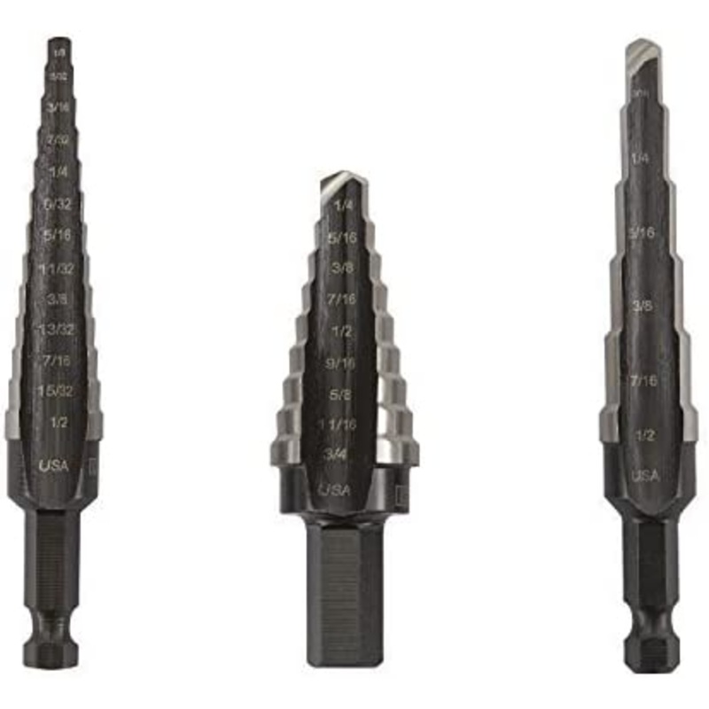 Irwin (928) 10502ZR IRWIN Unibit High-Speed Steel Fractional Self-Starting Step Drill Bit Set, No.1, No.2 And No.3 (10502ZR)