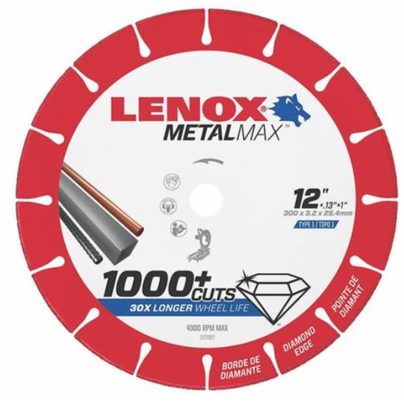 Lenox (135) 1972927 Lenox METALMAX Diamond Edge Cutoff Wheel, 12" X 1"