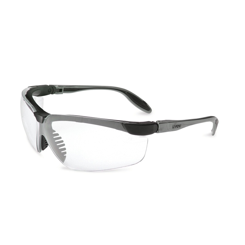 North Safety (399) S3700 honeywell GENESIS SLIM Pewter & Black Frame Clear Lens, Ultra-dura Anti-scratch Coating
