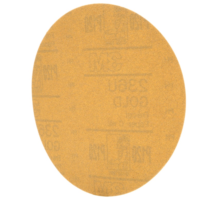3M (815) 00981 3M Hookit Gold Disc, 236U, 00981, P120, C-weight, 6 in (15.24 cm), Colour: Yellow, 3M Stock No. 7000118756