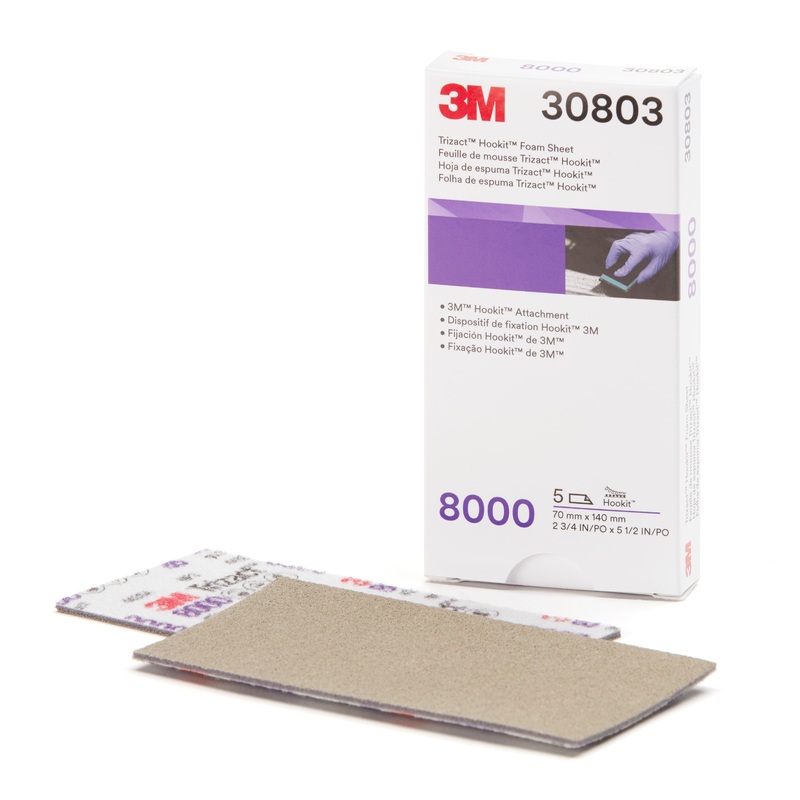 3M (815) 30803 3M Trizact Hookit Foam Sheet 30803, 70 mm x 140 mm, 8000, 5 Sheets/Pack, 3M Stock No. 7100194290