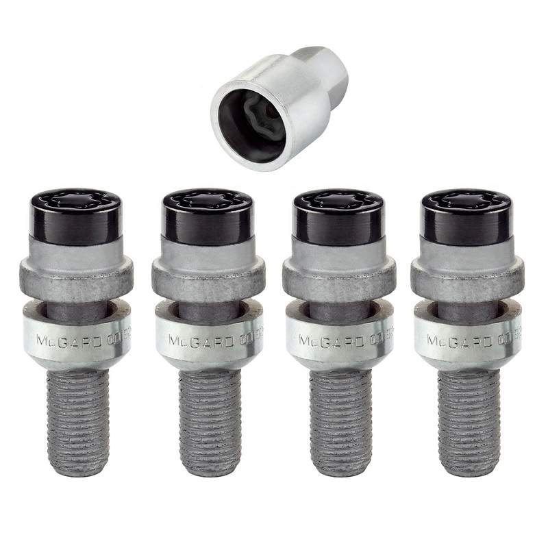 McGard (173) 28320 Black Bolt Style Radius Seat Lock Set (M14 x 1.5 Thread Size) - Set of 4 Locks and 1 Key