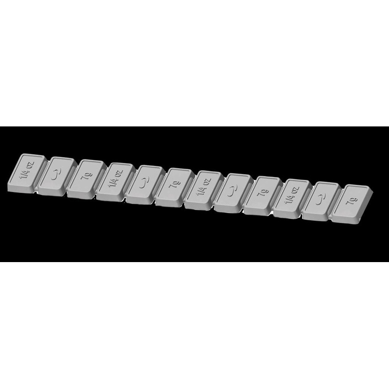 Plombco (750) 312-52CW StickPro Lead Adhesive wheel weights. 0.25 oz segments grouped in 3 oz strips, 52 strips per box, CW adhesive