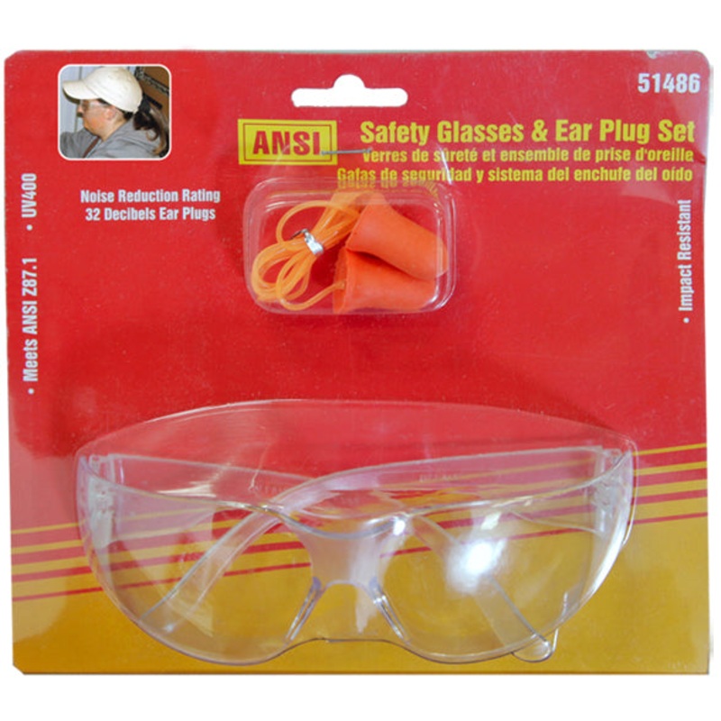 Dynaline (378) 51486 Safety Glasses & Ear Plug Set, Tool Cache Red Table
