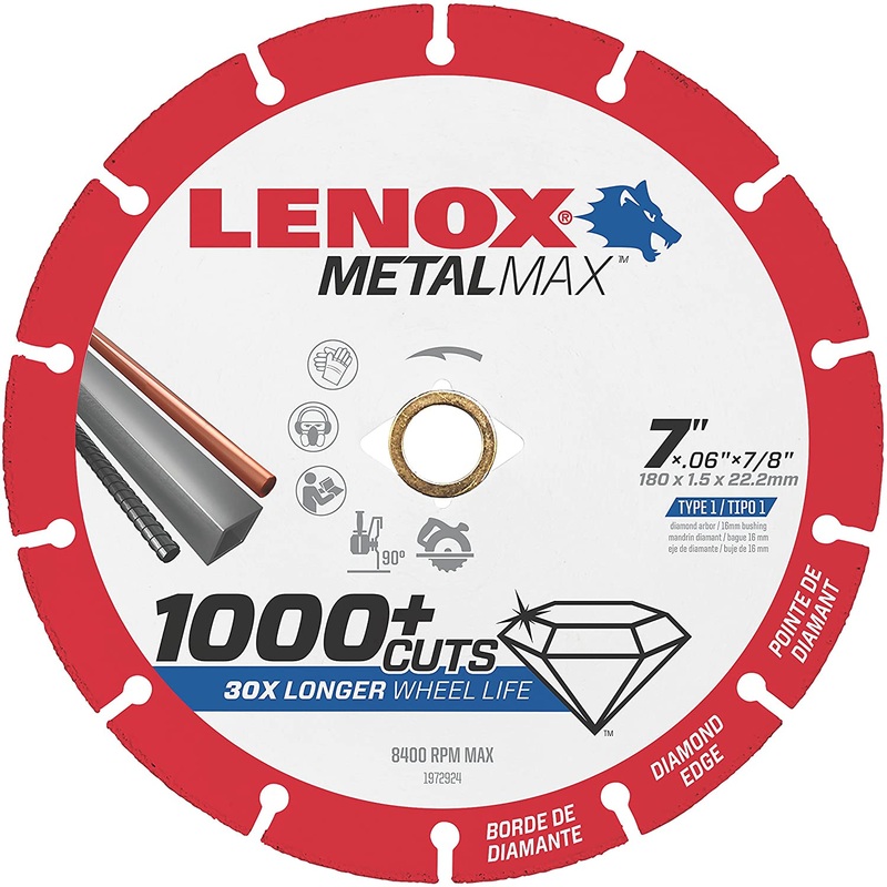 Lenox (135) 1972924 Lenox METALMAX Diamond Edge Cutoff Wheel, 7" X 7/8"
