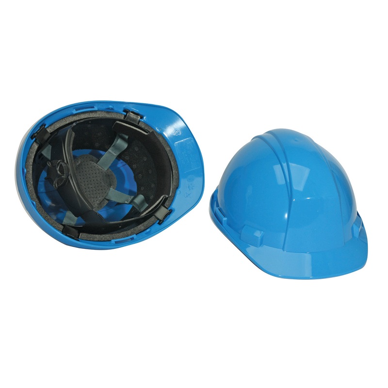 North Safety (399) A89R070000 Matterhorn" - Hard hat with/rain trough HDPE shell foam liner 4-pt nylon susp ratchet adj 4 anchor pts for chin strap.