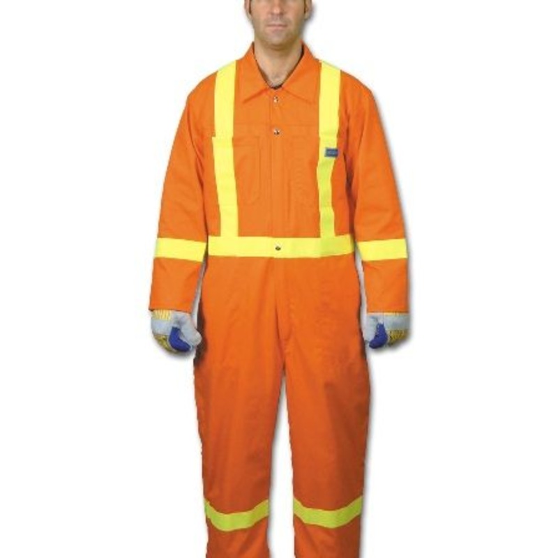 North Safety (399) TVCPC175/O/38 Orange Traffic coverall non-insulated, orange with 2" yellow North-Litereflective material. Class 2 (Class 3 w/bib pant). Chest Size: 38, Length: Regular