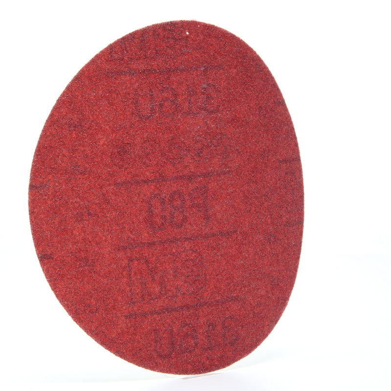 3M (815) 01261 3M Hookit Red Abrasive Disc, 316U, 01261, P80, D-weight, 6 in (15.24 cm), Colour: Red, 3M Stock No. 7000045464
