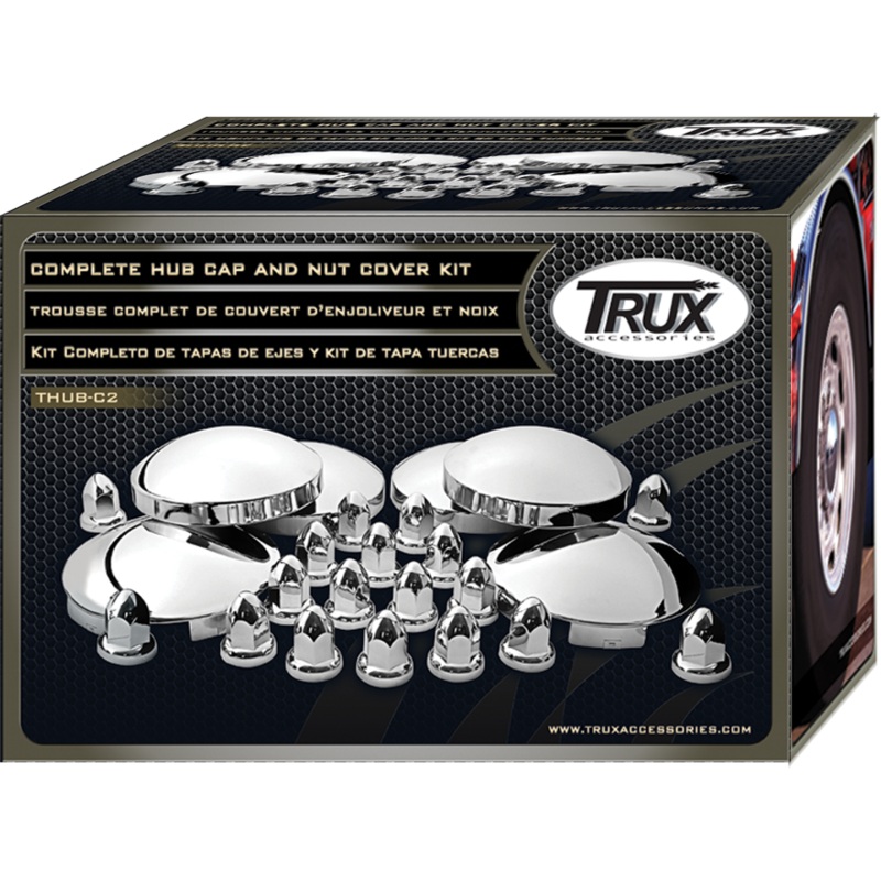 Trux Accessories (737) THUB-C2 Kit - Chrome Metal Front & Rear Hubcap Kit
