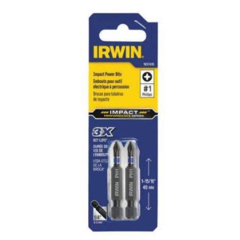 Irwin (928) IWAF32PH12 PHILLIPS IMPACT PERFORMANCE POWER BIT, No.1, 2", 1/4" SHANK
