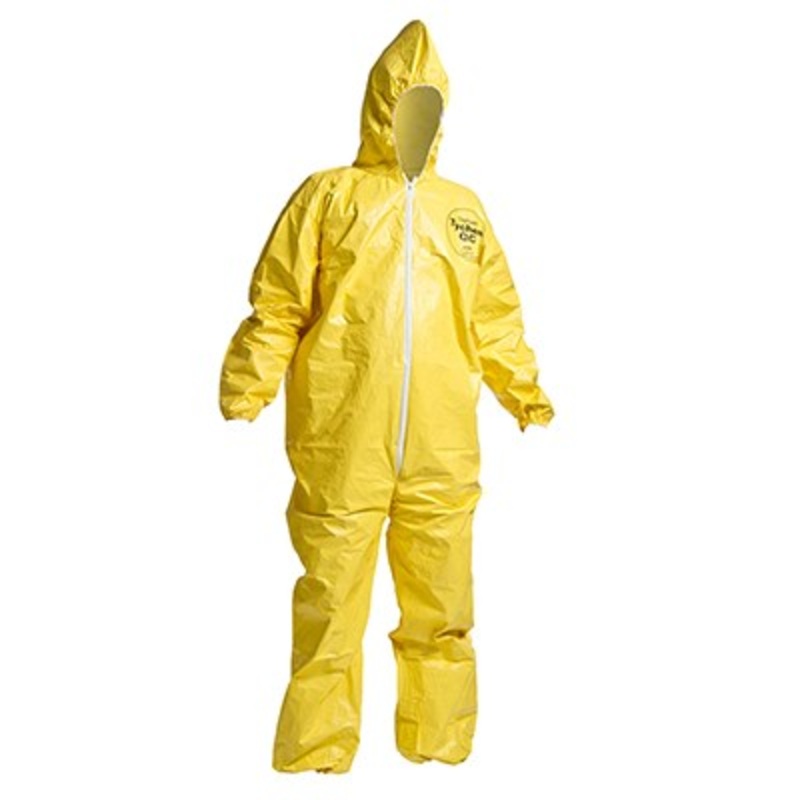 North Safety (399) 65594/4XL Hooded Coverall, Tychem, Front Zipper, Elastic Face, Wrists and Ankles, Size 4XL
