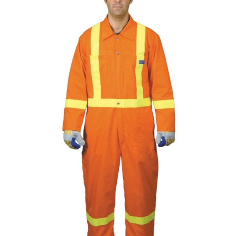 North Safety (399) TVCPC175/O/44T Orange Traffic coverall non-insulated, orange with 2" yellow North-Litereflective material. Class 2 (Class 3 w/bib pant). Chest Size: 44, Length: Tall