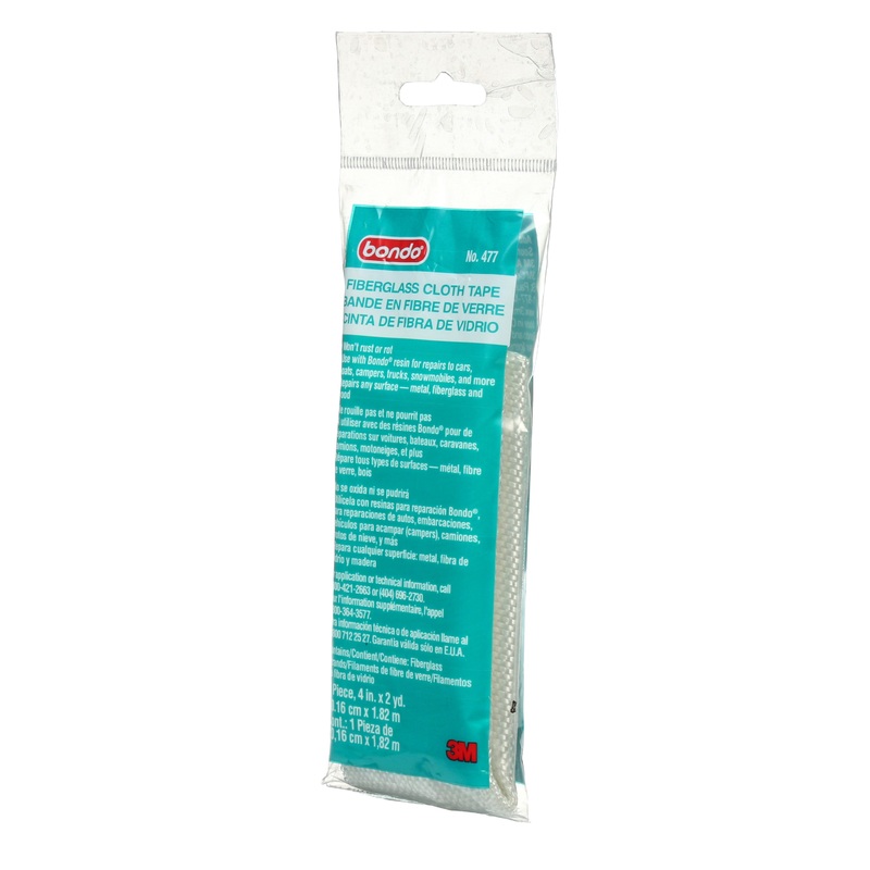 3M (815) 477 Bondo Fiberglass Cloth Tape, 477, 4 in x 72 in (10.16 cm x 1.82 m), Colour: White, 3M Stock No. 7000125028